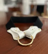 Claiborne Belt in White with Black Strap