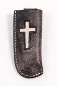 DISTRESSED CROSS SHEATH WITH INLAY RAWHIDE CROSS