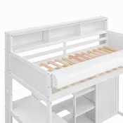 Hochbett aus Holz in Einzelbettgröße mit Regalen mit Stauraum und Kleiderschrank