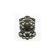 Crown and Cherub Royal Plaque Oxidized Silver 51mm (1) - Vintage Jewelry Supplies