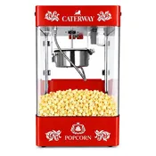 Caterway 8 oz Commercial Popcorn Machine, 1305W Countertop Popcorn Maker with Built-in Warmer & Light, Red Theater Style Popcorn Popper