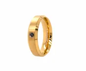 6mm Custom Made, Flat Shaped, Yellow Gold Plated Cobalt Ring with Round Shaped Black Diamond