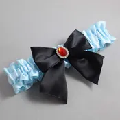 Alice Blue and Black Satin Wedding Garter / Blue and Black Wedding Garters / Danita # (305-305-123)-01-B01-M26
