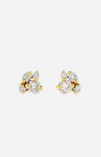 18KY Princess Diamond Cluster Stud Earrings