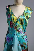 Antheia Short Silk Dress — Turquoise Print