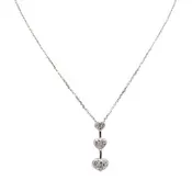 14 Karat White Gold Triple Heart Drop Necklace