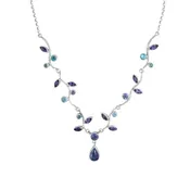 Amythyst,Blue  Topaz and Iolite Branch Necklace