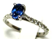 Blue Sapphire Ring 14K White Gold Fine Diamond Natural Made In USA