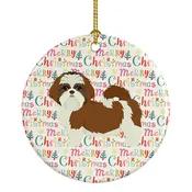 Shih Tzu Merry Christmas Ceramic Ornament