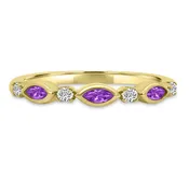 10K Yellow Gold Diamond and Amethyst Ring M13R2343V0910-AM