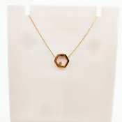 Hexagon Pendant Necklace with Diamond Accent