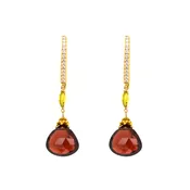 18k Yellow Gold with Garnet and Diamond Earrings — cella designs