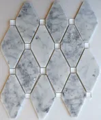 Abigail Pattern Cararra White Marble With White Glass Dot