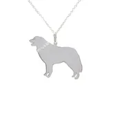 Great Pyrenees Glitter Collar Sterling Silver Rhodium Plated Pendant
