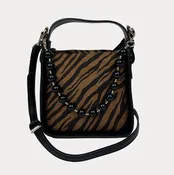 AHDORNED CARLY ANIMAL PRINTED SUEDE CROSSBODY - ZEBRA