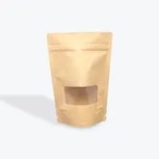 4 oz Kraft Paper Stand Up Pouches with Window - 500 Pack - 5" x 8" x (1.5" + 1.5")