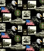Army Military USA Block Print Sykel Cotton Fabric 021-Army