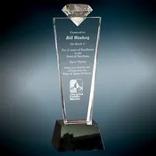 11" Crystal Diamond Top Award on Black Pedestal Base