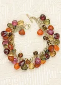 Autumn Pears Rapt Ruffle Bracelet (bloodwood/citrine/fire opal/garnet/olive quartz/tour)(14k)