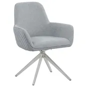 Abby Fabric Upholstered Swivel Dining Arm Chair - Light Grey