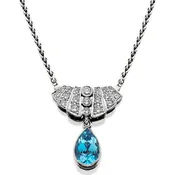 Aquamarine and Diamond Necklace set in Platinum
