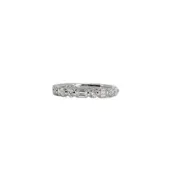 Alternating Emerald and Round Diamond Shared Prong Wedding Band, 1.01 CTTW