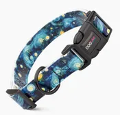 Biothane STARRY NIGHT / 15"-23", 1" Wide / Printed Dog Collar with Quick Release Buckle