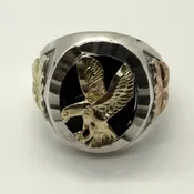 Landstrom's Black Hills Gold Eagle & Onyx Men's Ring, Size 9