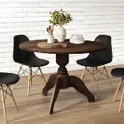 Class Solid Pine Wood 45" Round Dining Table Turned Pedestal Base Rustic Cinnamon