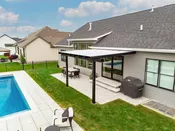 16x16 Attached Vinyl Pergola Kit With Solid Roof Panels - Black