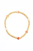 24k Gold Heishi Bracelet with Vintage Amber Glass Beads