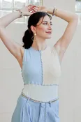 Baby Blue Color Block Bodysuit