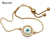 Bracelet-Silver evil eye bracelet with CZs-Sterling 925 gold plated