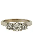 1.25 Cttw Three Stone Diamond 14k White Gold Engagement Ring