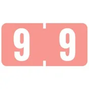 AmeriFile TAB Products Compatible Numeric Mini-Labels - Number 9 - Pink - 1 W x 1/2 H - Roll of 1000