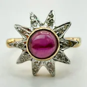 14k Andean Sun Garnet and Diamond Ring