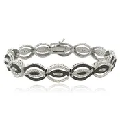 1/4 Ct Black & White Diamond Intertwining Infinity Bracelet