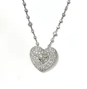 Beaudry Platinum Diamond Necklace with Diamond Heart Pendant