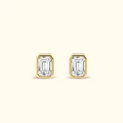 2.00 CTW Bezel-Set Emerald-Cut Lab-Grown Diamond Stud Earrings