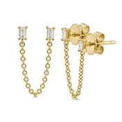 Baguette Diamonds Chained Earring