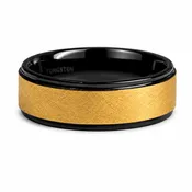 Black Tungsten Carbide Band Gold Plated