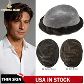 LYRICAL HAIR 0.06mm Ultra Thin Skin Brunette Hair System for Men V-Looped Mens Hairpieces Toupee for Men | Brunette