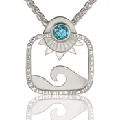 Blue Topaz Square Seascape Pendant