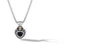 Fleur De Lis Necklace with Black Onyx in Silver and 14K Gold