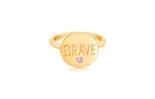 Brave Pink Crystal Yellow Gold Plated Girl's Rings