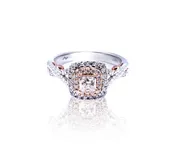 Double Halo Twist Engagement Ring