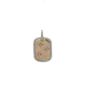 14K Rose Gold Dog Tag Pendant with Diamond-Accented Stars