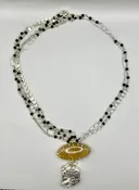 Green Spinel and Golden Rutilated Quartz Necklace
