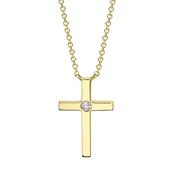0.03Ct Diamond Bezel Cross Necklace Sc55021364