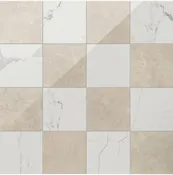 12x12 Checkerboard Pattern Ivory Polished Marble and Carrara Polished Marble